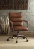 Metal & Top Grain Leather Executive Office Chair, Retro Brown