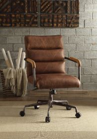 Metal & Top Grain Leather Executive Office Chair, Retro Brown
