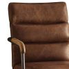 Metal & Top Grain Leather Executive Office Chair, Retro Brown