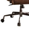 Metal & Top Grain Leather Executive Office Chair, Retro Brown