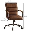 Metal & Top Grain Leather Executive Office Chair, Retro Brown