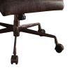 Metal & Leather Executive Office Chair, Antique Brown