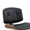 Metal & Wooden Office Armless Chair, Black & Walnut Brown