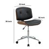 Metal & Wooden Office Armless Chair, Black & Walnut Brown