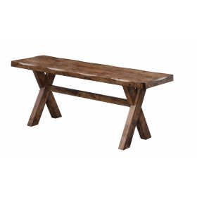 Wooden Trestle Style Base Bench, Brown