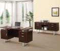 Double Pedestal Office Desk With Metal Sled Legs, Brown