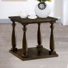 Wooden End Table with Open Shelf, Dark Walnut Brown