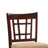 Wooden Counter Height Chair, Dark Brown & Cream, Set of 2