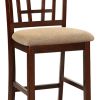 Wooden Counter Height Chair, Dark Brown & Cream, Set of 2