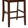Wooden Counter Height Chair, Dark Brown & Cream, Set of 2