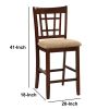 Wooden Counter Height Chair, Dark Brown & Cream, Set of 2
