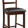 Wooden Counter Height Chair, Dark Brown, Set of 2