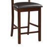 Wooden Counter Height Chair, Dark Brown, Set of 2