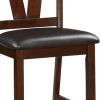 Rubber Wood Counter Height Armless Chair, Dark Walnut brown, Set of 2