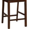 Rubber Wood Counter Height Armless Chair, Dark Walnut brown, Set of 2