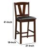 Rubber Wood Counter Height Armless Chair, Dark Walnut brown, Set of 2