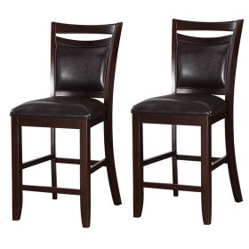 Classic Wooden Armless High Chair, Brown & Black, Set of 2