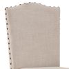Rubber Wood High chair With Studded Trim, Cream & Cherry Brown, Set of 2
