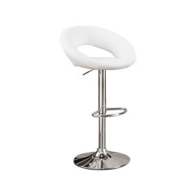 Metal Base Bar Stool With Faux Leather Seat White & Silver Set of 2
