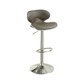 Modish Bar Stool With Gas Lift Espresso Brown And Silver Set of 2