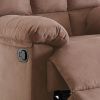 Plush Cushioned Recliner With Tufted Back And Roll Arms In Saddle Brown