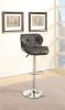 Barstool with Gaslight In Tufted Leather Dark Brown Set of 2