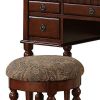 Commodious Vanity Set Featuring Stool And Mirror Cherry Brown