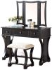 Modish Vanity Set Featuring Stool And Mirror Black