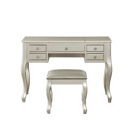Cherub Vanity Set Featuring Stool And Mirror Silver