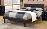 Leather Upholstered Bed With Slats, Brown