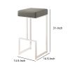 31 Inch Modern Bar Stool, Vegan Faux Leather, Backless, Chrome, Silver