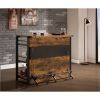 Urban Wooden Bar Unit with Stemware Rack, Wire Brushed Black