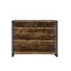 Urban Wooden Bar Unit with Stemware Rack, Wire Brushed Black
