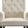 Diamond Tufted Upholstered Dining Chair, Cream & Smokey Black