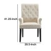 Diamond Tufted Upholstered Dining Chair, Cream & Smokey Black