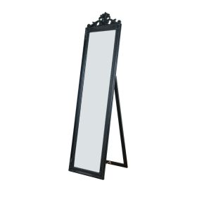 Gisela Full Length Standing Mirror with Decorative Design, Black
