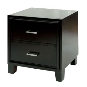 2 Drawer Contemporary Night Stand, Espresso Brown