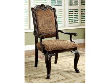 Classic Style Transitional Arm Chair, Cherry Brown
