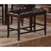 Rubber Wood High Bench with Tufted Upholstery Brown