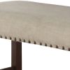 Rubber Wood High Bench with Cream Upholstery Brown