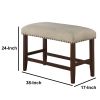 Rubber Wood High Bench with Cream Upholstery Brown