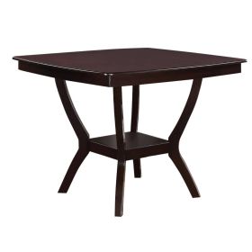 Square Shaped Wooden Counter Height Table With Bottom Shelf Brown