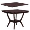 Square Shaped Wooden Counter Height Table With Bottom Shelf Brown