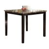 Spacious Wooden High Table Faux Marble Top Brown
