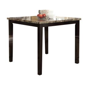 Spacious Wooden High Table Faux Marble Top Brown