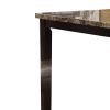 Spacious Wooden High Table Faux Marble Top Brown