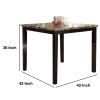Spacious Wooden High Table Faux Marble Top Brown