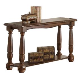 Quaint Wooden Console Table With Bottom Shelf, Brown