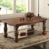 Rubber Wood Ash Burl Coffee Table, Brown