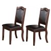Contemporary Rubber Wood Dining Chair, Set Of 2, Brown And Black